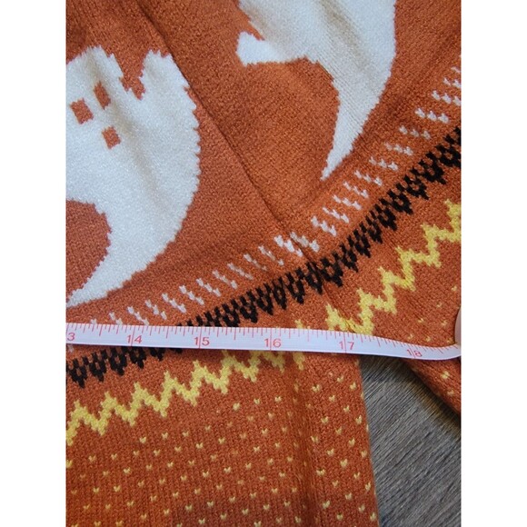 Fair Isle Ghost Pattern Halloween Sweater Sz S Crew Neck Knit Spooky Ugly - Picture 4 of 5